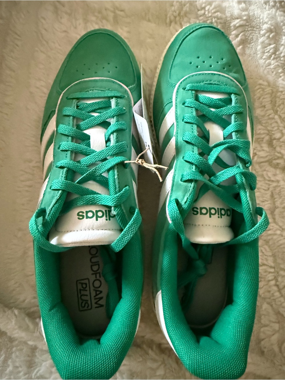 adidas Kids Green and White Lace-Up Sneakers